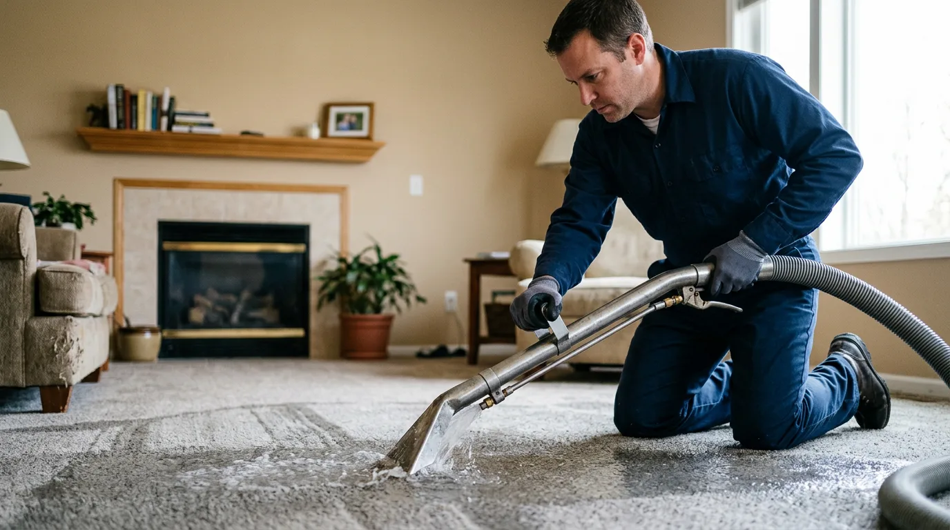 Water damage restoration technician working near West Chester, IA